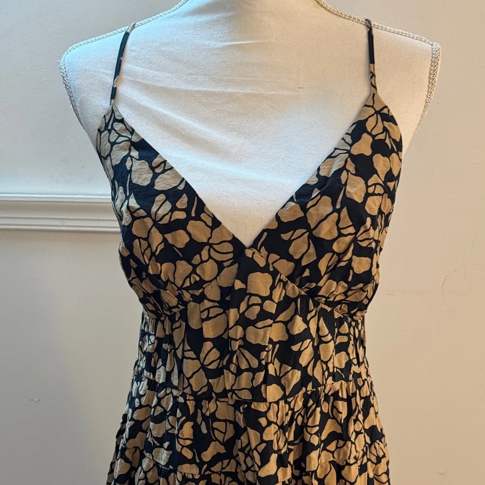 Abercrombie & Fitch Black Maxi Dress with Tan Leaf Pattern